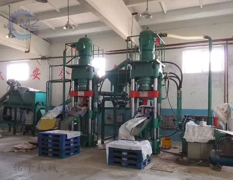山西中盐集团2台500吨舔盐砖机设备生产现场